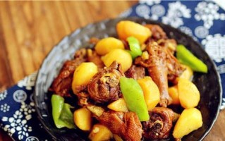 土豆炖土鸡，营养美味的家常菜（家庭美食，健康美味；美味佳肴，享受生活）